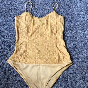 FOREVER 21 Yellow lace body suit